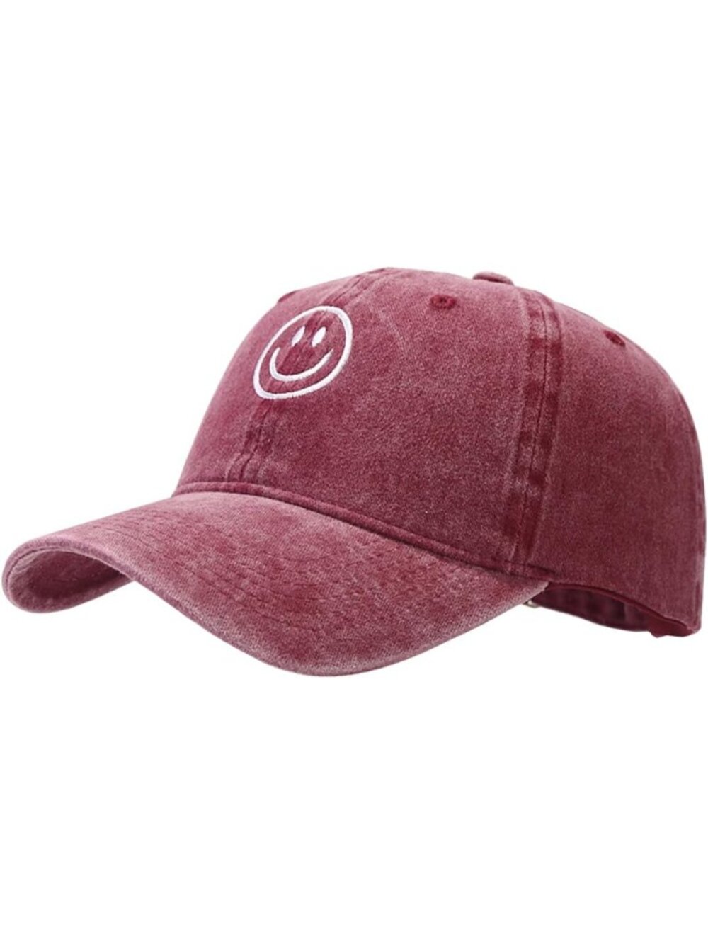 🎃Unisex Red Vintage Washed Distress Cotton Profile Basic Solid Baseball Caps